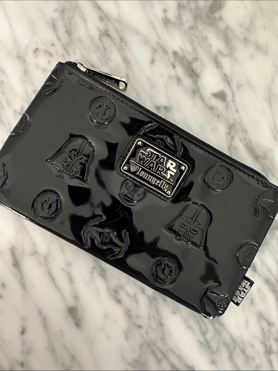 Loungefly Handbags - Loungefly Black Patent Star Wars Darth Vader Embossed zipper pouch